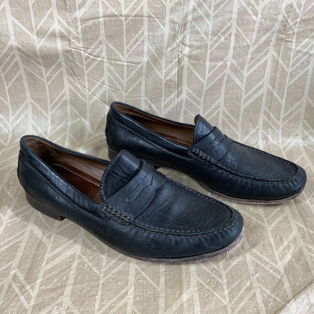 H.S. Trask Penny Loafers Mens Size 11.5 Black Leather‎ Slip on Shoes